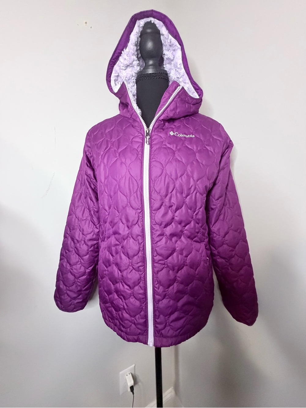 Columbia Kids Quilted Hooded Puffer Jacket in Purple